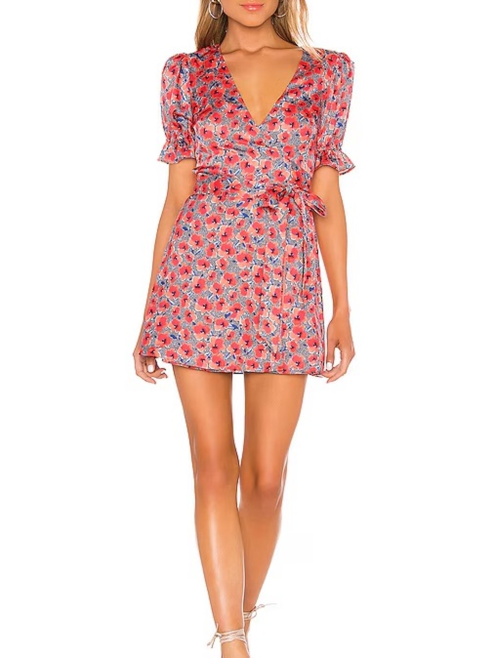 House of Harlow 1960 Pink Floral Mini Wrap Dress